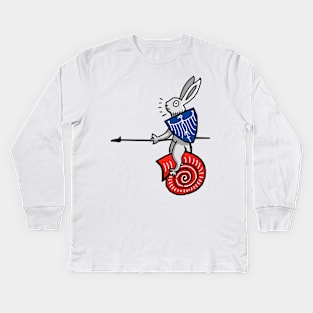 Bunny Snail Rider After MS Yates Thompson 8 F 294 Kids Long Sleeve T-Shirt